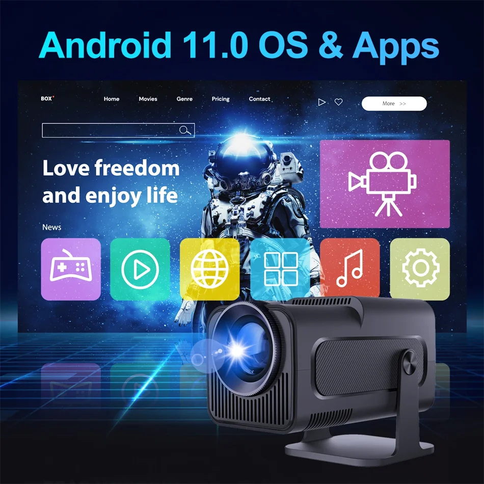 KaiAqua 4K Android 11 Projector Native 1080P 390ANSI HY320 Dual Wifi6 BT5.0 1920*1080P Cinema portable Projetor upgrated HY300