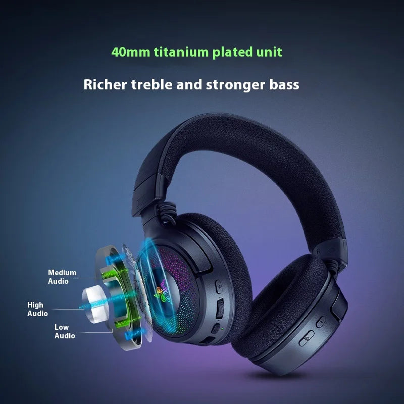 Razer Kraken V4 Wireless Gaming Headphones With Mic 3-Mode RGB THX Spatial Sound Long Endurance Bluetooth Gamer Headset Custom