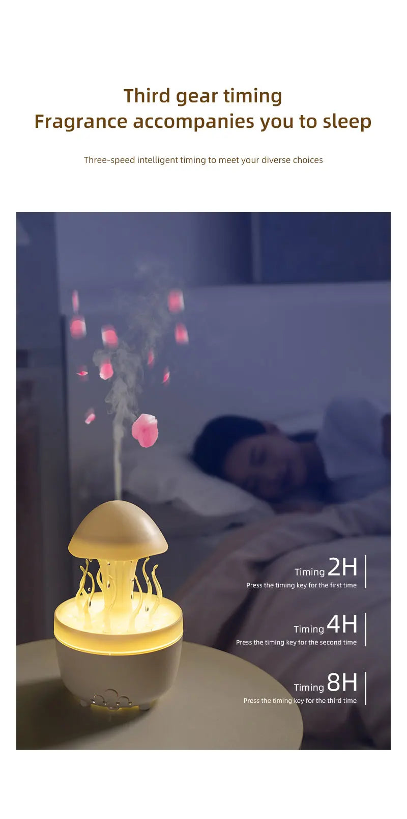Raindrop Humidifier Jellyfish Seaweed Shape Aromatherapy Diffuser 300ml with Remote Control Can be Timed for Bedroom Office