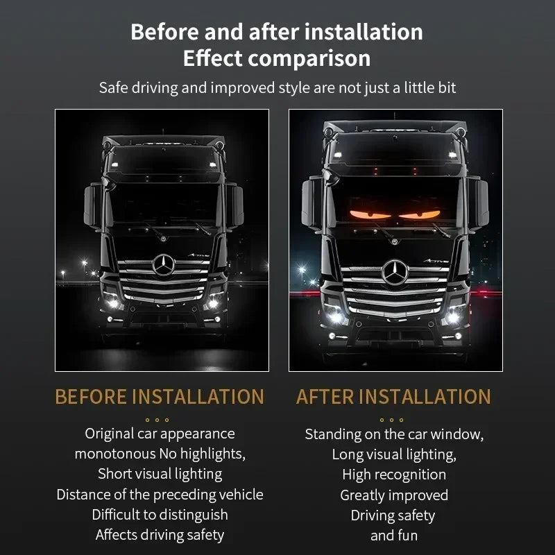 1.2-2M Devil Eyes LED Pixel Panel Light APP Control Soft Foldable Scrolling Animation Screen Board Truck Car Windshield 12-24V