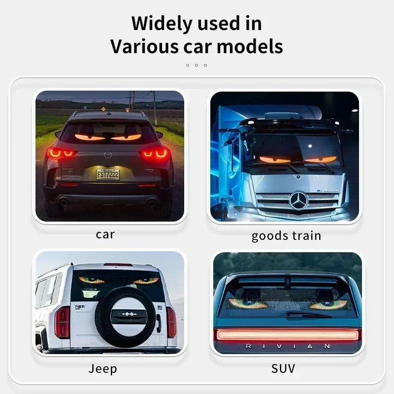 1.2-2M Devil Eyes LED Pixel Panel Light APP Control Soft Foldable Scrolling Animation Screen Board Truck Car Windshield 12-24V