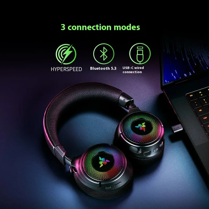 Razer Kraken V4 Wireless Gaming Headphones With Mic 3-Mode RGB THX Spatial Sound Long Endurance Bluetooth Gamer Headset Custom