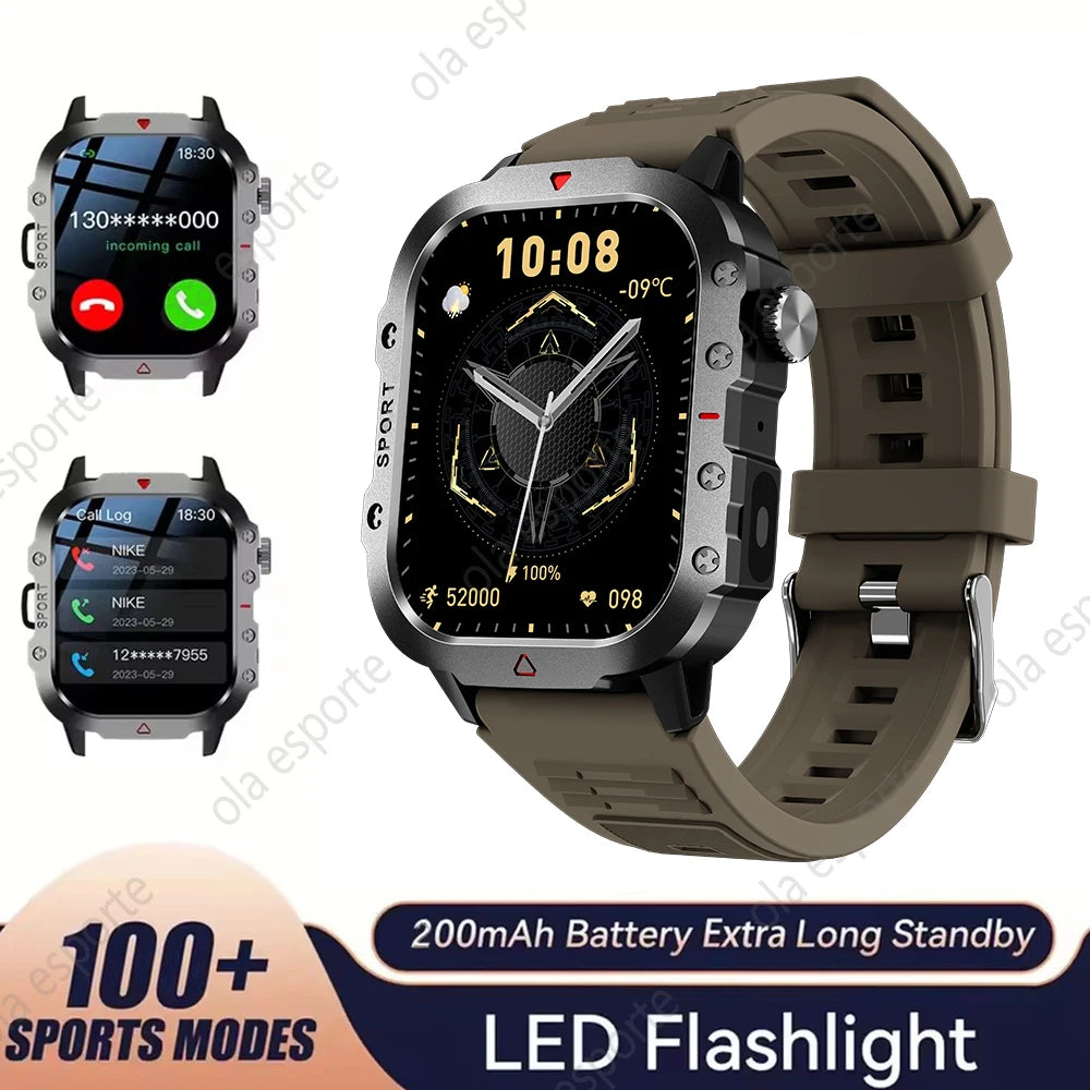 2025 New LED Flashlight Men Outdoor Smart Watch Wireless Call Sports Fitness Tracker Health Monitor Smartwatch For Xiaomi Huawei