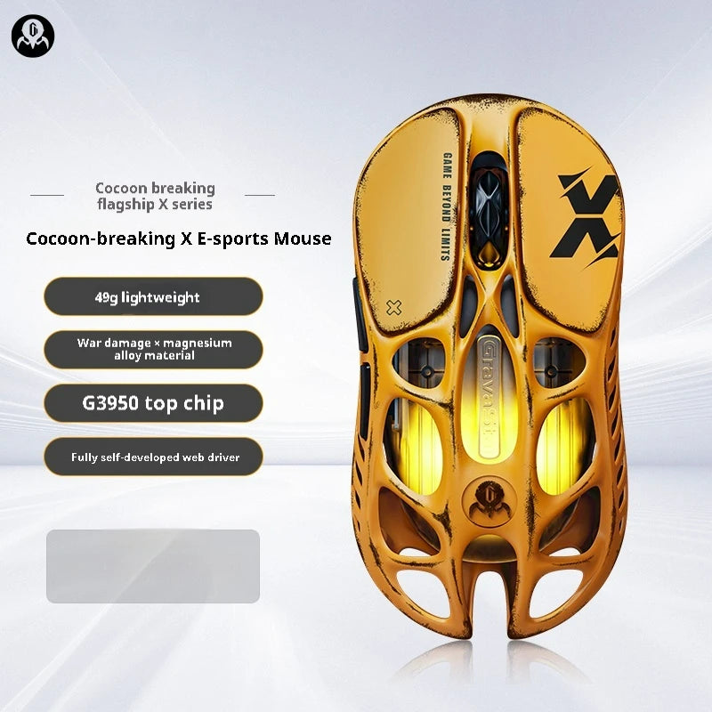 Gravastar Mercury X Pro Gaming Mouse E-sport PAW3950 Flagship Sensor Customized Magnesium Alloy Lightweight Design 8K Dongle
