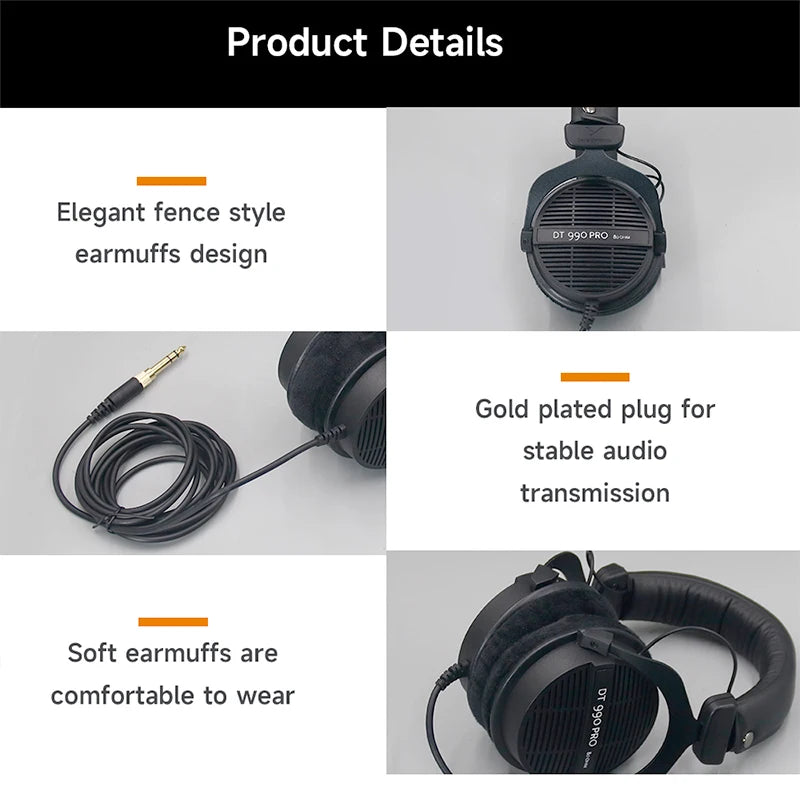 Beyerdynamic DT990 PRO Professional Open-Back Studio Monitor Headphones with High-Resolution Audio for Recording and Mixing
