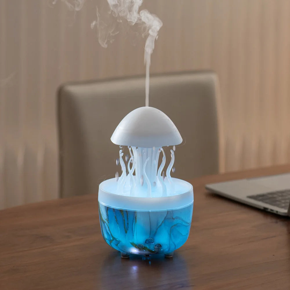 Raindrop Humidifier Jellyfish Seaweed Shape Aromatherapy Diffuser 300ml with Remote Control Can be Timed for Bedroom Office