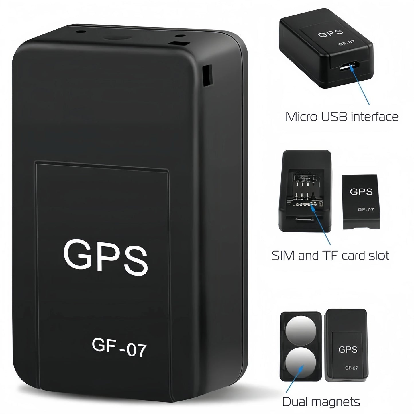 Mini GF07 GPS Tracker | Real-Time Tracking | Anti-Theft Alarm | Strong Magnetic Mount | SIM Message Positioner