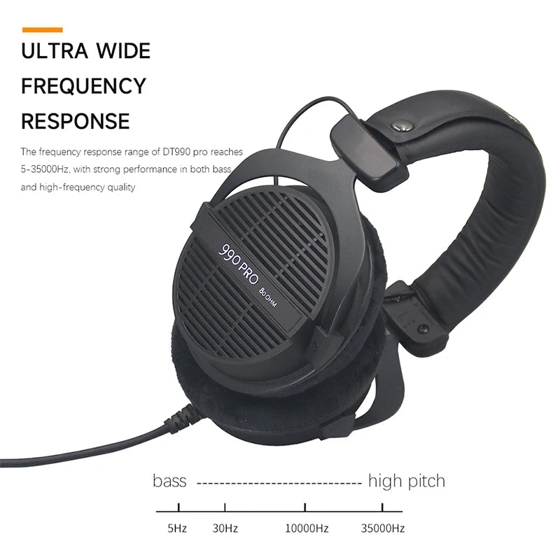 Beyerdynamic DT990 PRO Professional Open-Back Studio Monitor Headphones with High-Resolution Audio for Recording and Mixing