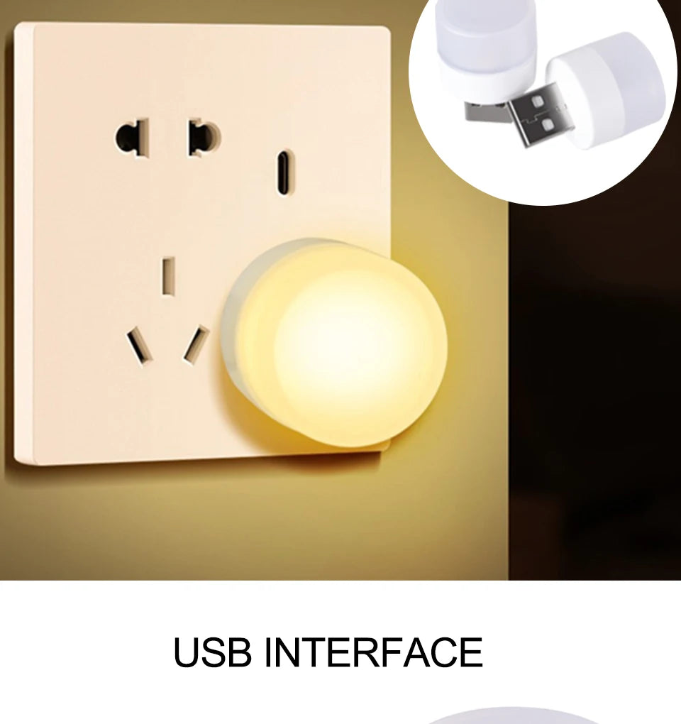 USB Light Mini LED Lamp Lights Table Room Plug Night Book Reading Decorating Items Warm White Eye Protections Wholesale Bedroom