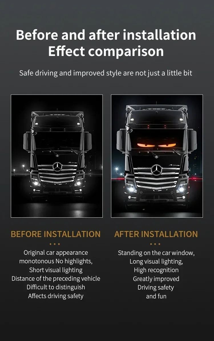 1.2-2M Devil Eyes LED Pixel Panel Light APP Control Soft Foldable Scrolling Animation Screen Board Truck Car Windshield 12-24V