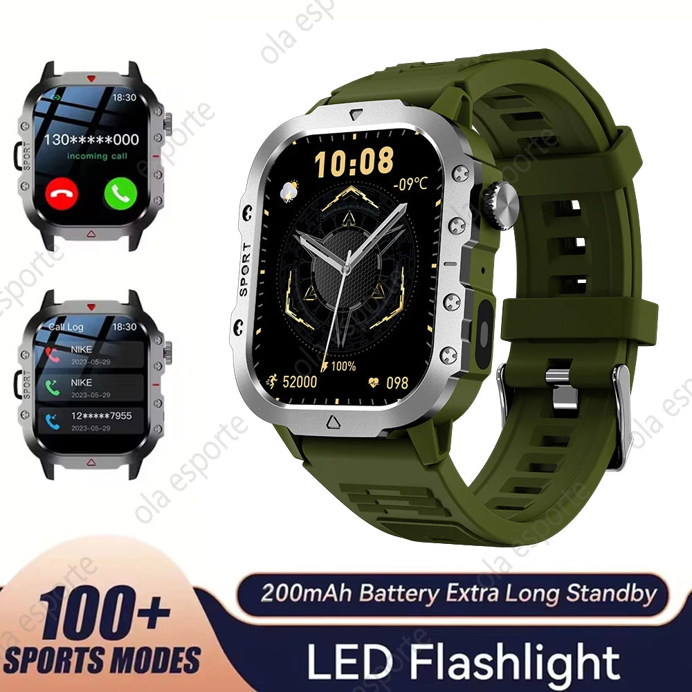 2025 New LED Flashlight Men Outdoor Smart Watch Wireless Call Sports Fitness Tracker Health Monitor Smartwatch For Xiaomi Huawei