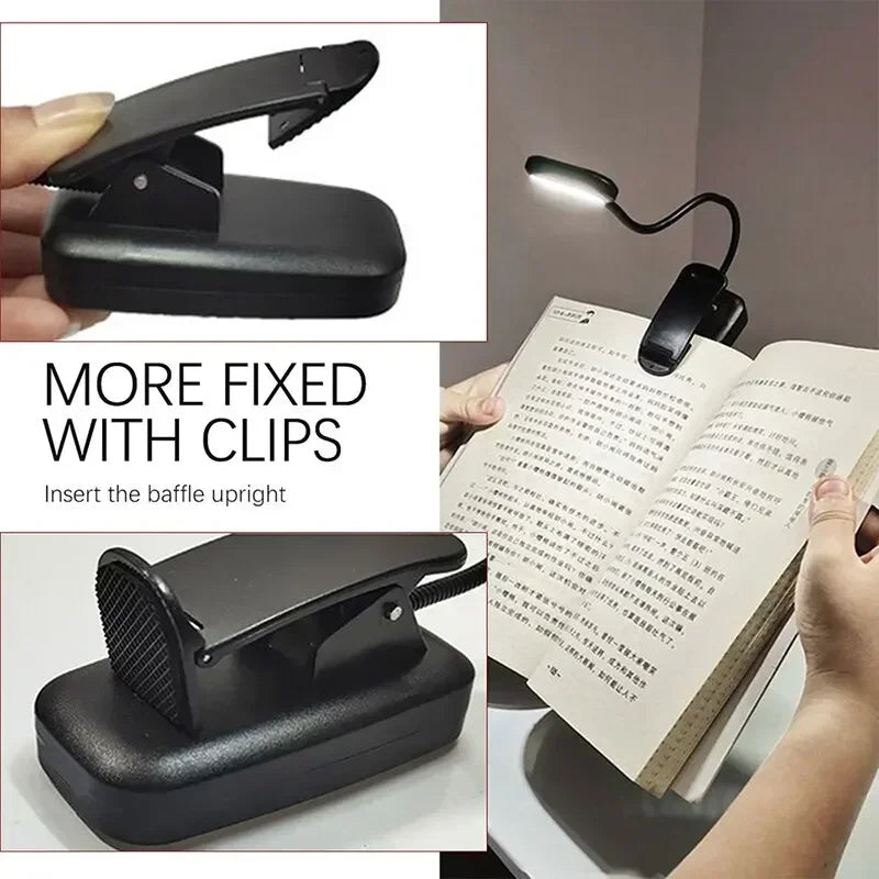 Mini Portable LED Book Light Eye Protection Reading Light Flexible Clip-On Desk Lamp Battery Powered Bedroom Study Night Light
