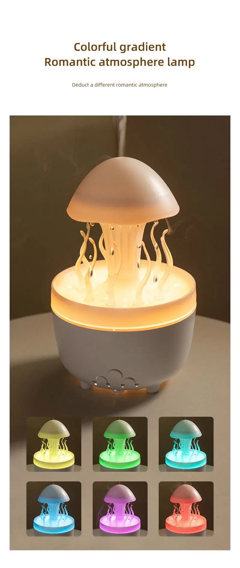 Raindrop Humidifier Jellyfish Seaweed Shape Aromatherapy Diffuser 300ml with Remote Control Can be Timed for Bedroom Office