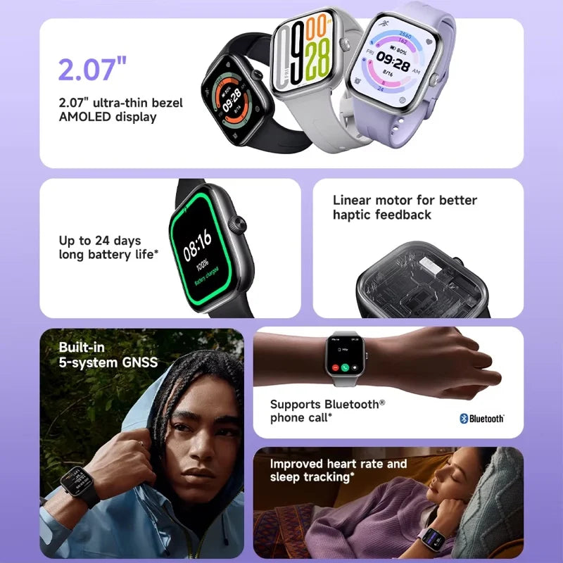 Xiaomi Redmi Watch 5 Global Version 2.07" 60Hz AMOLED Screen Built-in GNSS Bluetooth Call 150+ Sports Modes 24 Days Battery Life