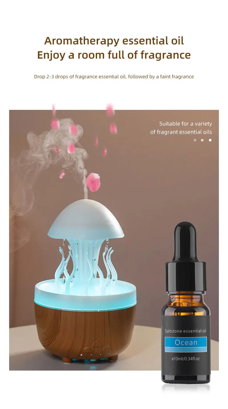 Raindrop Humidifier Jellyfish Seaweed Shape Aromatherapy Diffuser 300ml with Remote Control Can be Timed for Bedroom Office