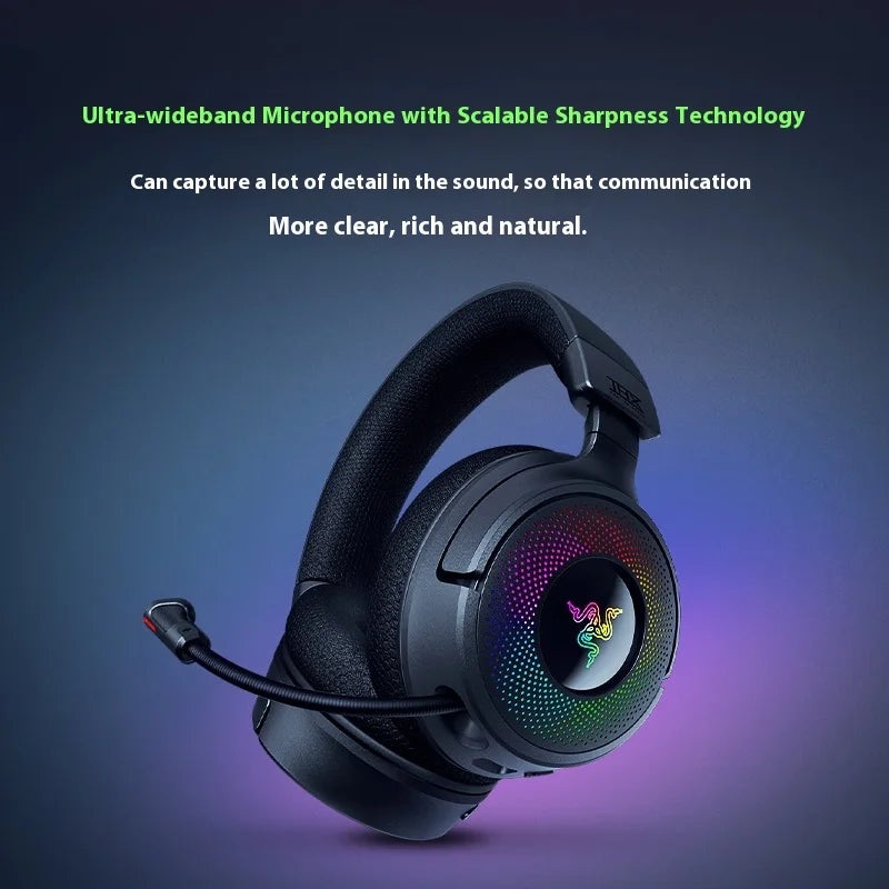 Razer Kraken V4 Wireless Gaming Headphones With Mic 3-Mode RGB THX Spatial Sound Long Endurance Bluetooth Gamer Headset Custom
