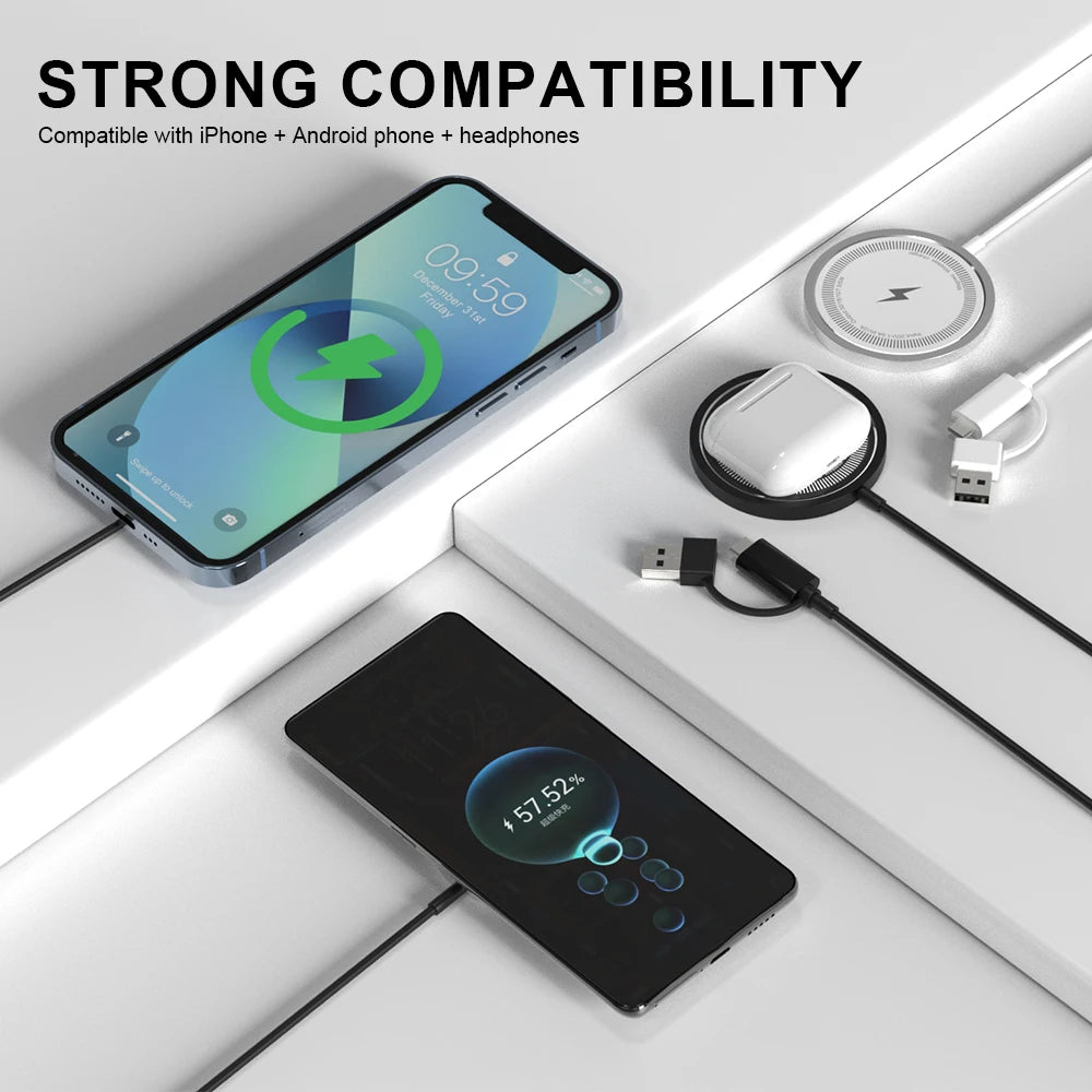 Magnetic Wireless Charger Pad 15W Fast Charging Stand for iPhone 15 14 13 12 Pro Airpods PD Phone Chargers